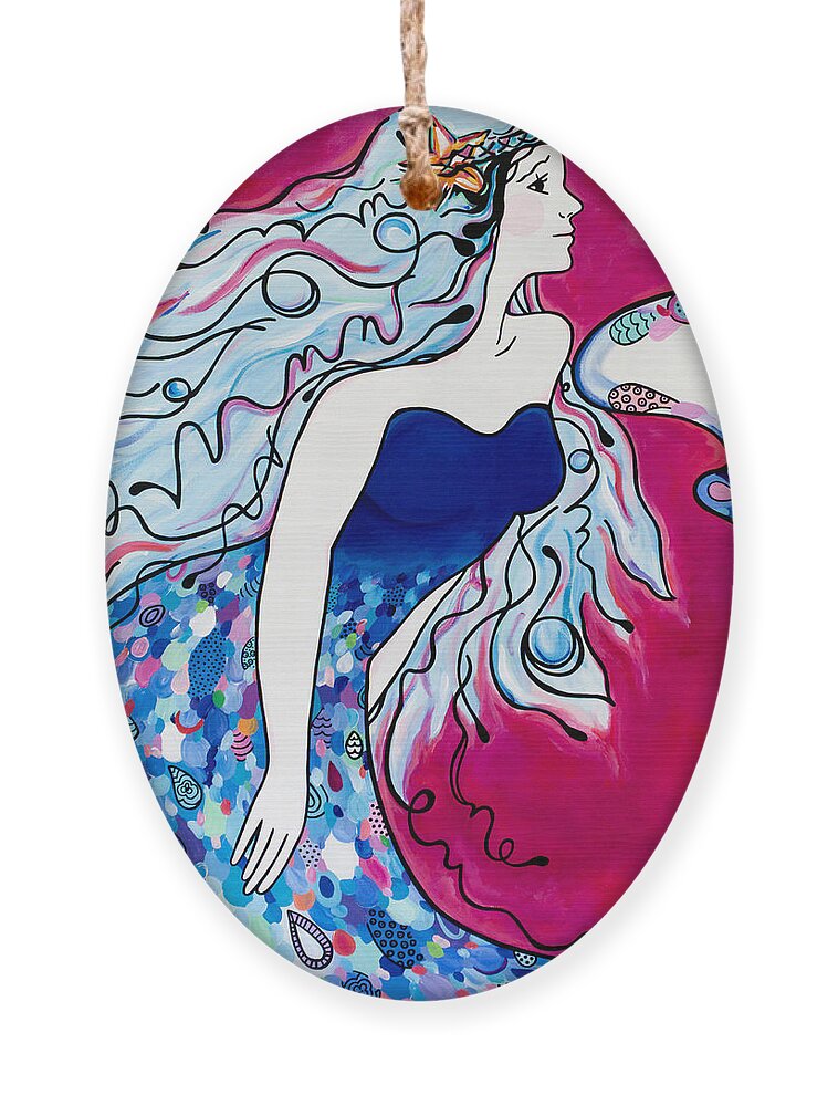 Mermaid Ornament featuring the painting Sea Princess by Beth Ann Scott