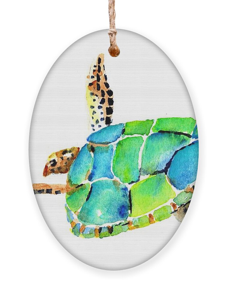 Turtle Ornament featuring the painting Sea Turtle by Carlin Blahnik CarlinArtWatercolor