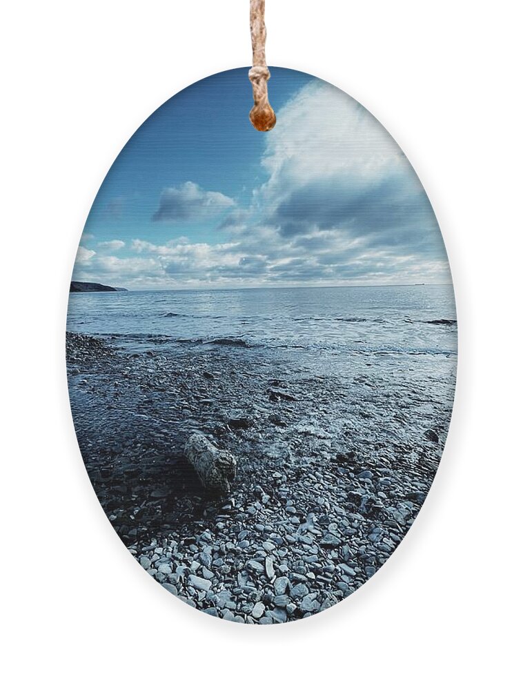 Bay Ornament featuring the photograph Seashells and Sky by Maya Mey Aroyo