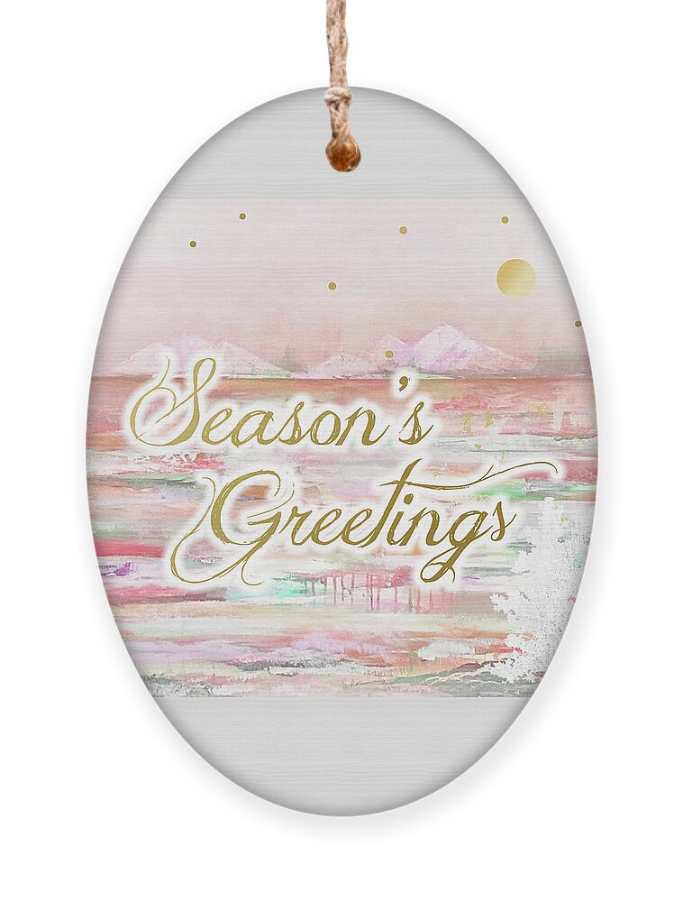 Season's Greetings Ornament featuring the mixed media Season's Greetings by Claudia Schoen