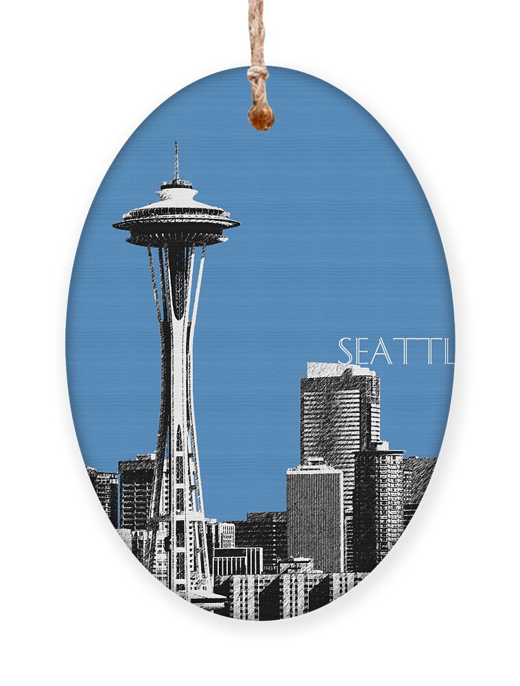 Architecture Ornament featuring the digital art Seattle Skyline Space Needle - Slate Blue by DB Artist
