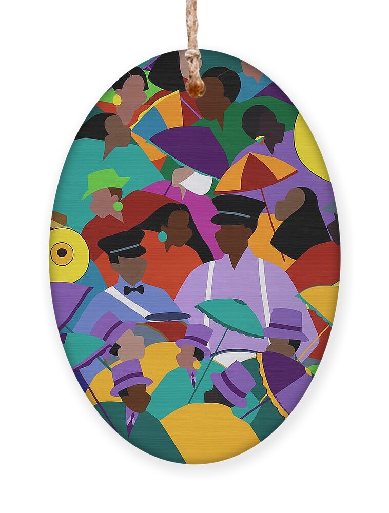 New Orleans Ornament featuring the painting Second Line New Orleans by Synthia SAINT JAMES