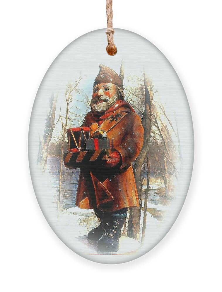 Santa Ornament featuring the painting Secret Santa by Leo and Marilyn Smith
