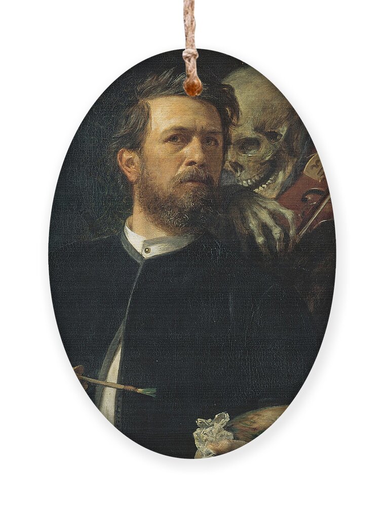Arnold Boecklin Ornament featuring the painting Self Portrait With Death Playing The Fiddle 1872 by Arnold Boecklin