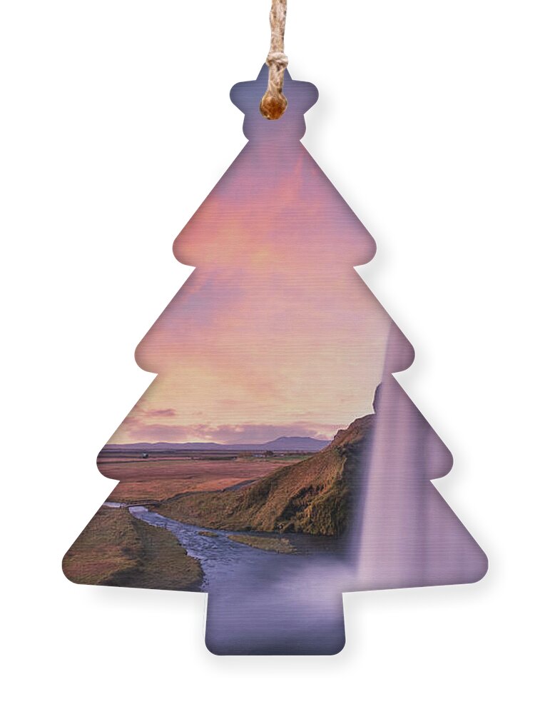 Seljalandsfoss Ornament featuring the photograph Seljalandsfoss waterfall by Alexios Ntounas