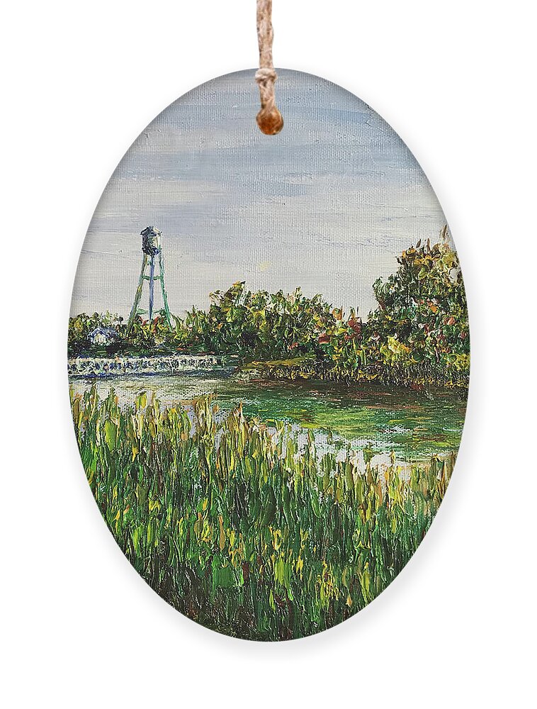 Sykeston Ornament featuring the painting September Serenity by Linda Donlin