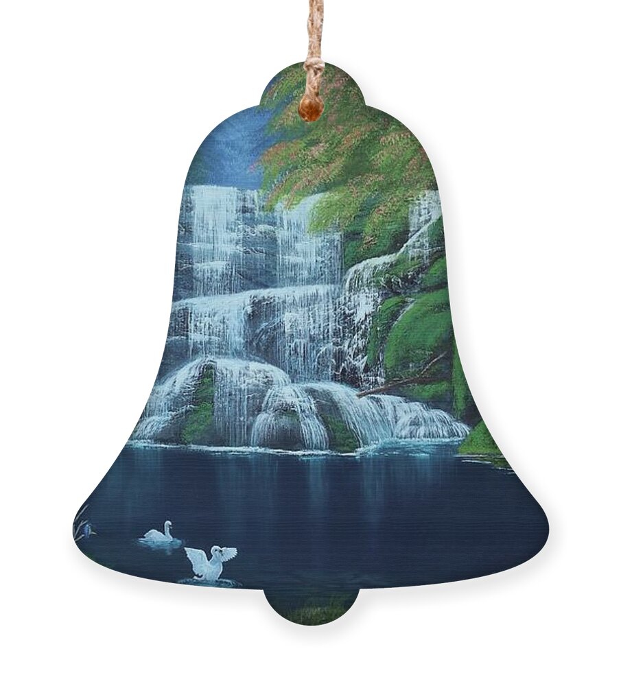 Waterfall Ornament featuring the painting Serendipity by Marlene Little