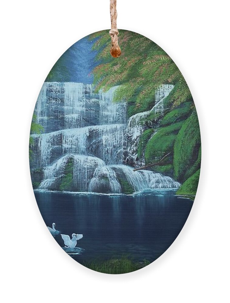 Waterfall Ornament featuring the painting Serendipity by Marlene Little