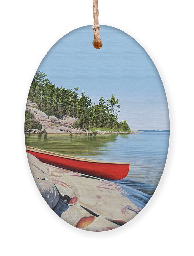 Redcanoe Ornament featuring the painting Serene Solitude by Kenneth M Kirsch