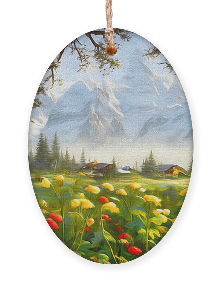 Cabins And Cottages Ornament featuring the digital art Serenity by Pennie McCracken