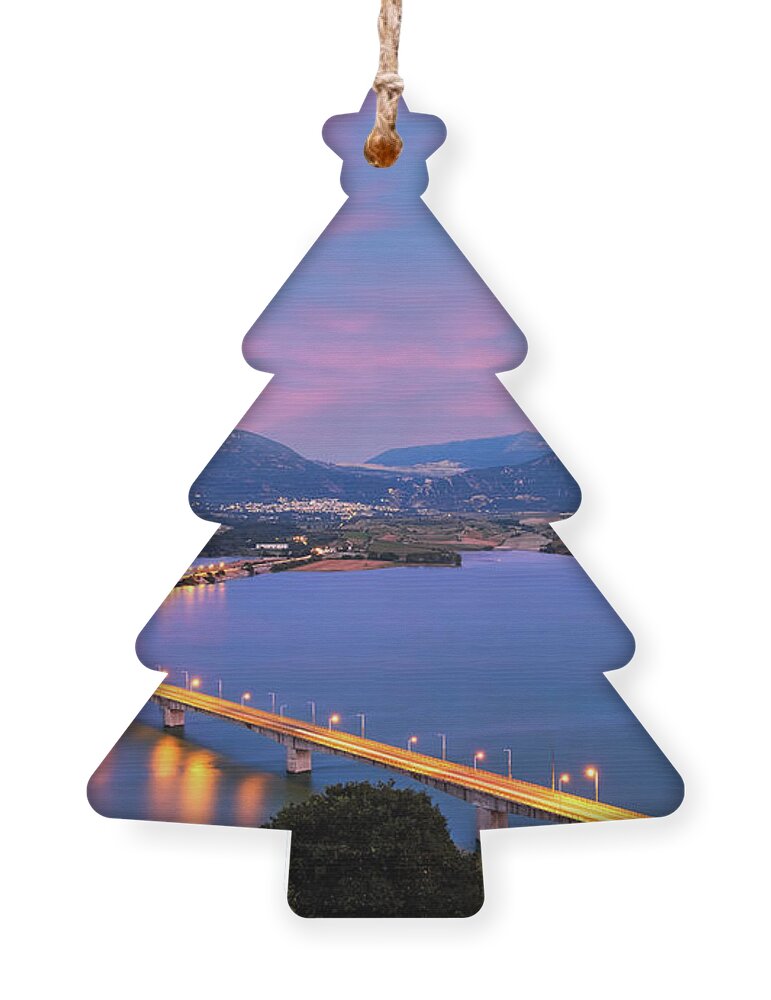 Servia Ornament featuring the photograph Servia High Bridge at Polyfytos Lake by Alexios Ntounas