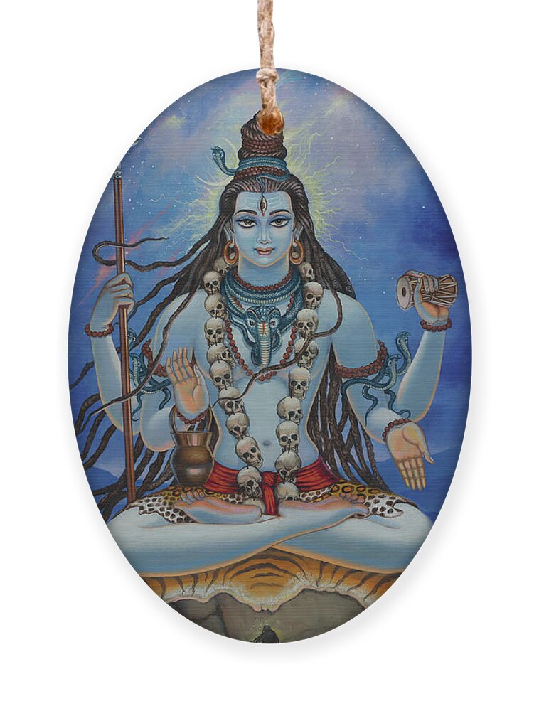 Shiva Ornament featuring the painting Shiva darshan by Vrindavan Das