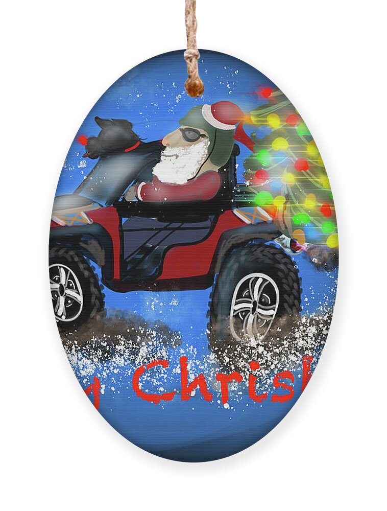 Off Road Ornament featuring the digital art Side by Side Santa by Doug Gist