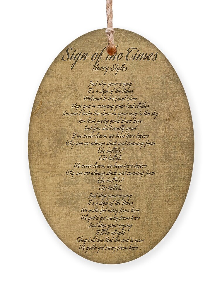 Sign of the Times by Harry Styles Vintage Song Lyrics on Parchment Ornament  by Design Turnpike - Instaprints