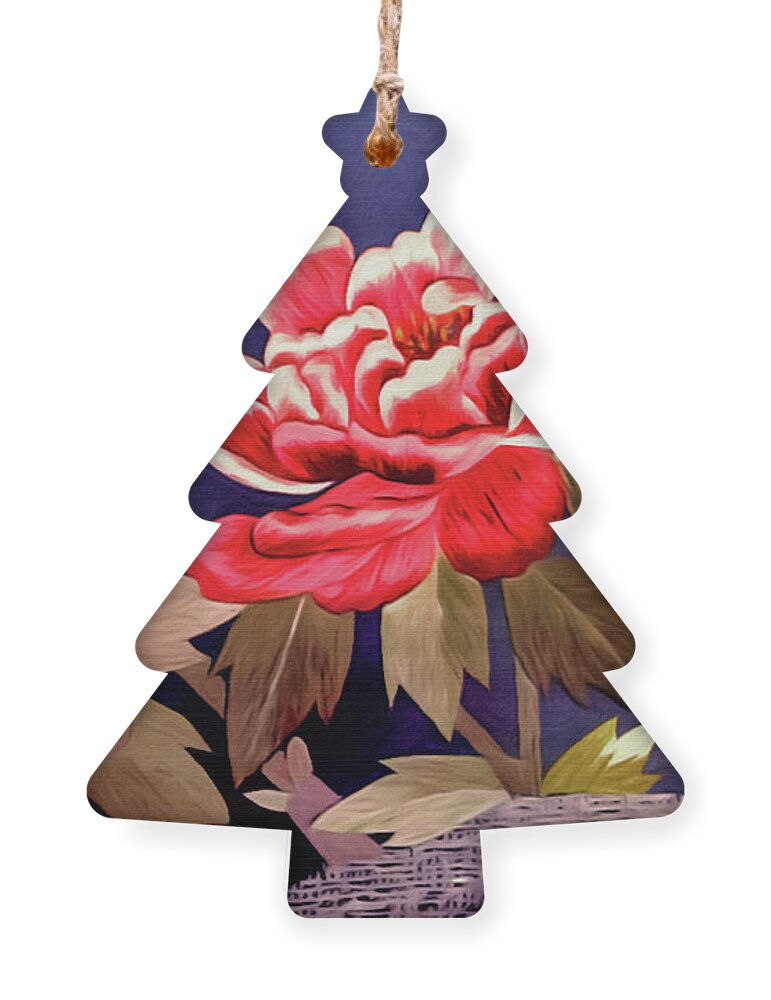 Silk Peonies Ornament featuring the tapestry - textile Silk Peonies - Kimono Series by Susan Maxwell Schmidt