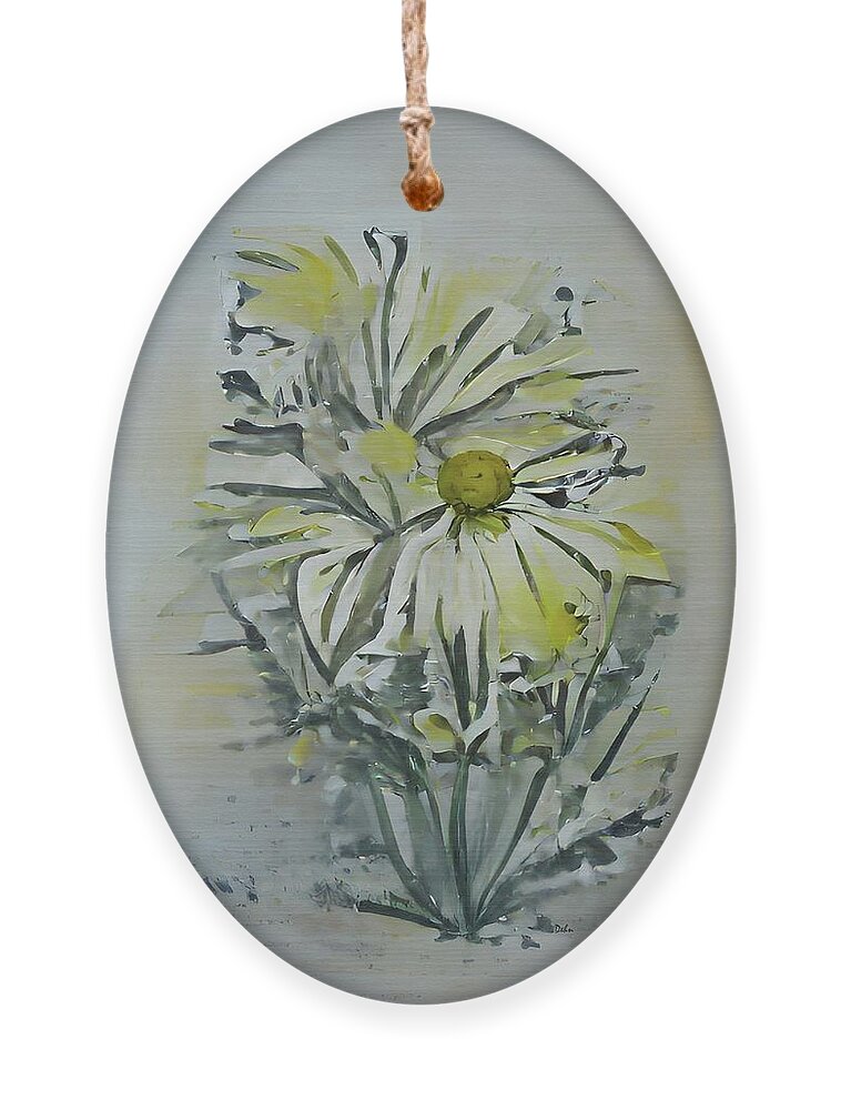 Floral Ornament featuring the painting Simply Daisies Abstract Watercolor by David Dehner