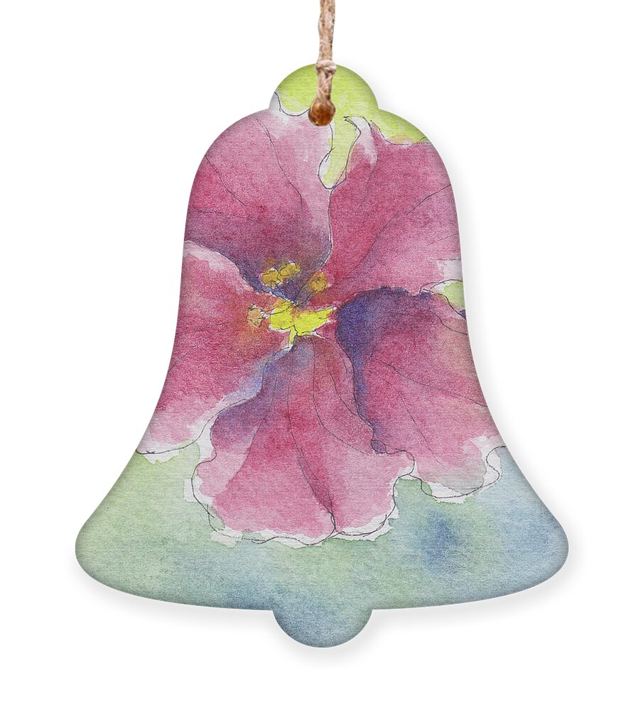 Hibiscus Ornament featuring the painting Simply Red by Anne Katzeff