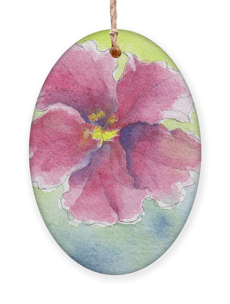 Hibiscus Ornament featuring the painting Simply Red by Anne Katzeff