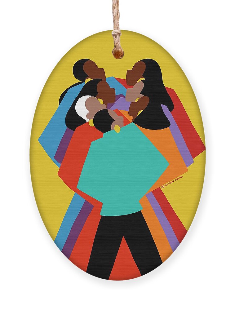 Black Women Ornament featuring the painting Sisters In Spirit by Synthia SAINT JAMES