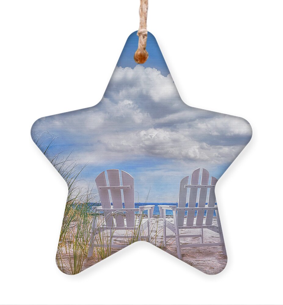 Clouds Ornament featuring the photograph Sitting Pretty in Blues Painting by Debra and Dave Vanderlaan