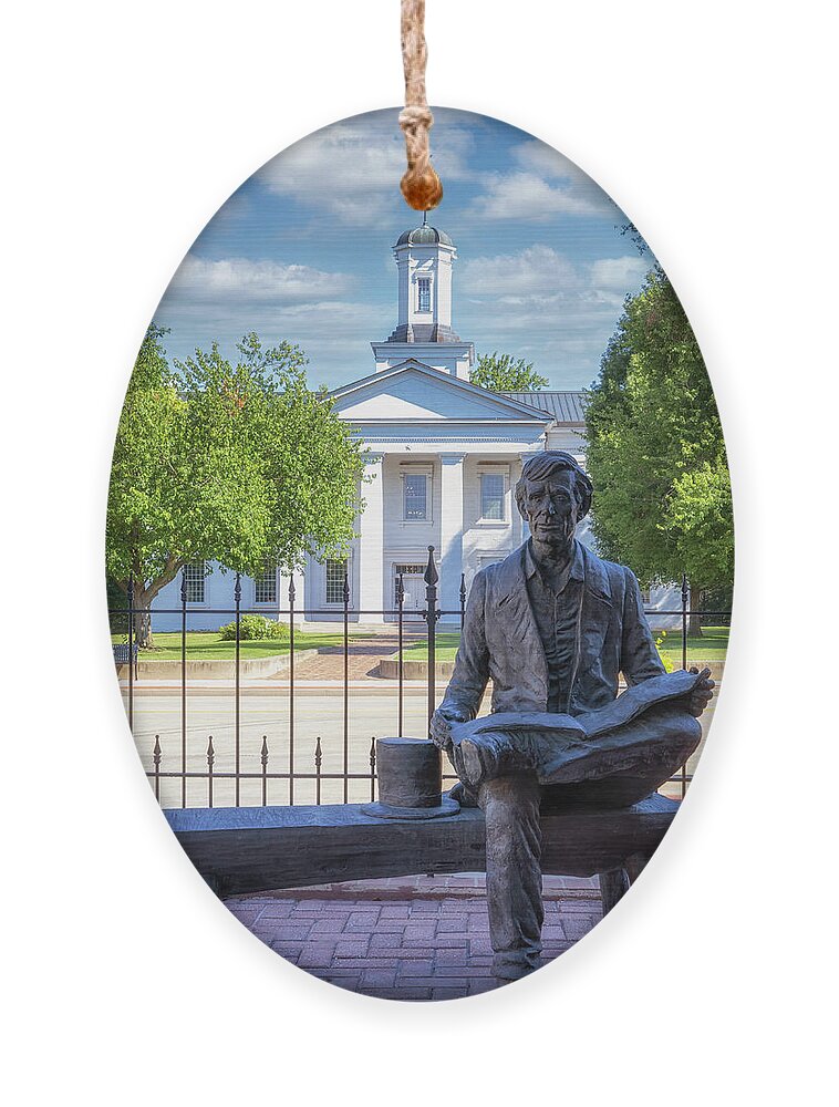 Vandalia Statehouse Ornament featuring the photograph Sitting with Lincoln - Vandalia, IL by Susan Rissi Tregoning