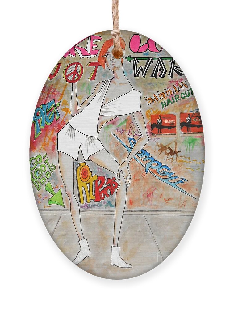 Hotpants Ornament featuring the painting Sixties Redhead No. 5 by Jayne Somogy