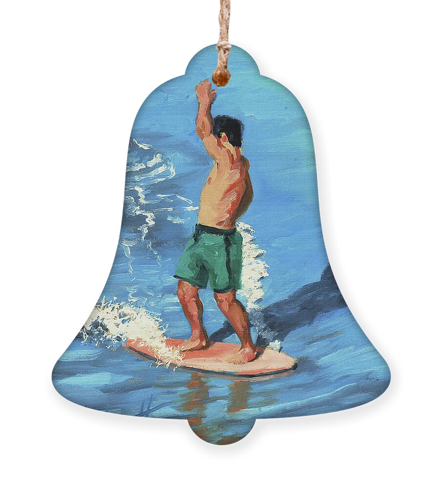 Skimboard Ornament featuring the painting Skim 360 - 4 of 8 by Alice Leggett