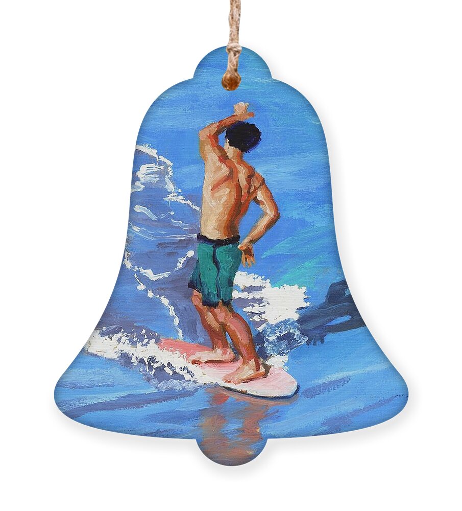 Skimboard Ornament featuring the painting Skim 360 - 5 of 8 by Alice Leggett