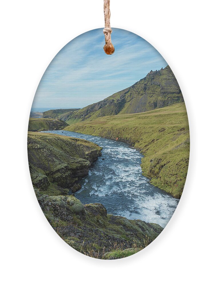 Landscape Ornament featuring the photograph Skoga River Flows Above Skogafoss by Kristia Adams