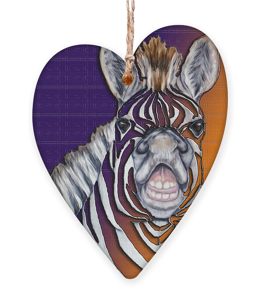 Zebra Ornament featuring the mixed media Smiling Zebra Blend by Kelly Mills