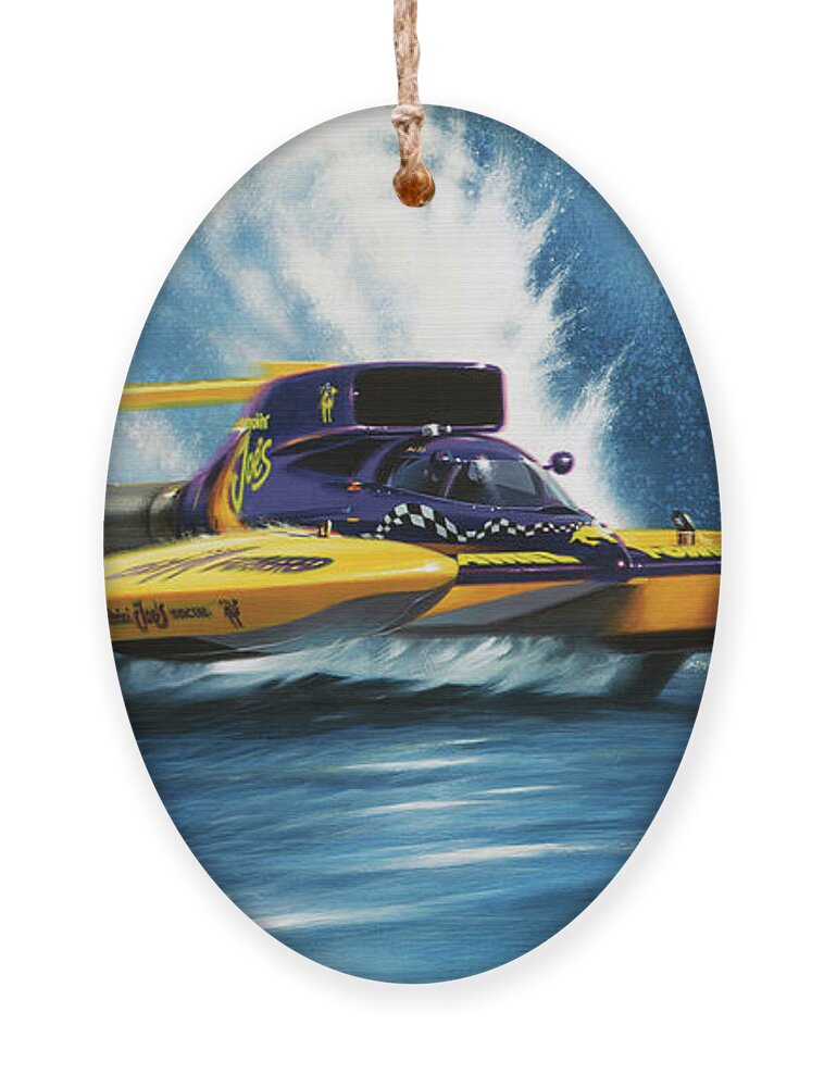 Nhra Funny Car Hell Fire Nitro Top Fuel Dragster Kenny Youngblood Unlimited Hydroplane Ornament featuring the painting Smokin Joe by Kenny Youngblood
