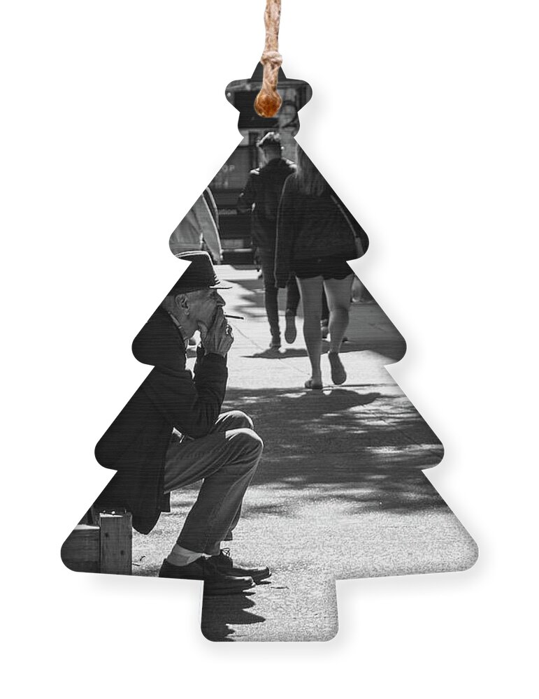 Smoking Ornament featuring the photograph Smoking Man, Inwood, 2019 by Cole Thompson