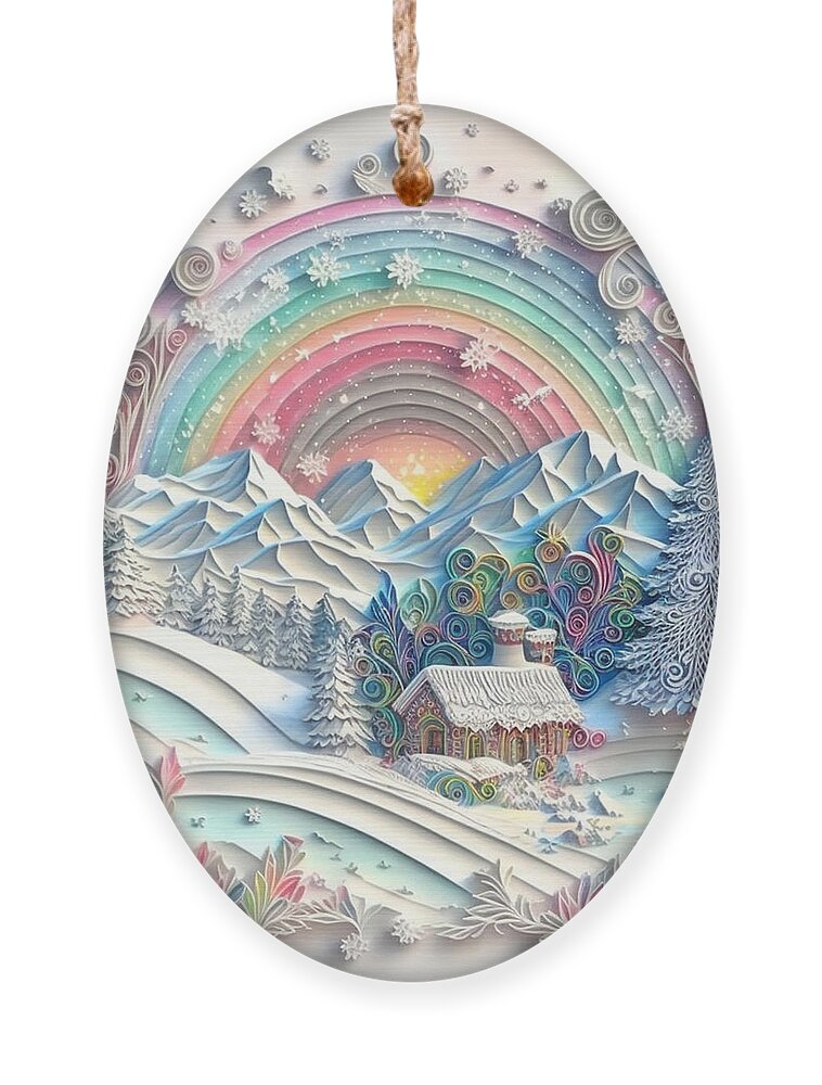 Paper Craft Ornament featuring the mixed media Snow And Rainbow I by Jay Schankman
