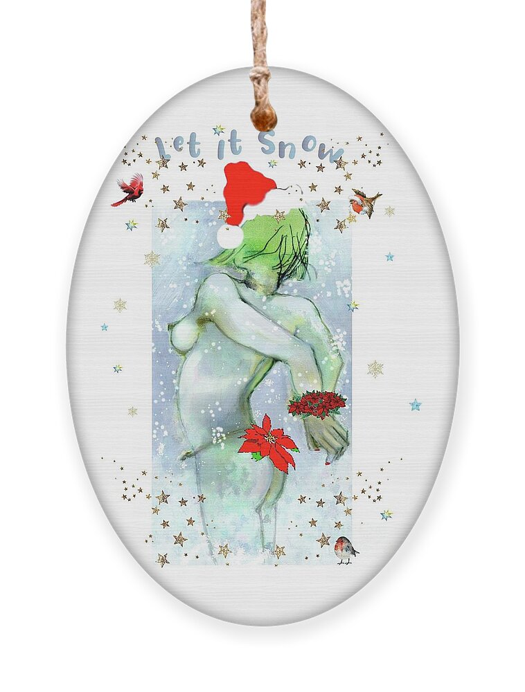 Christmas Ornament featuring the painting Snow Angel by Carolyn Weltman