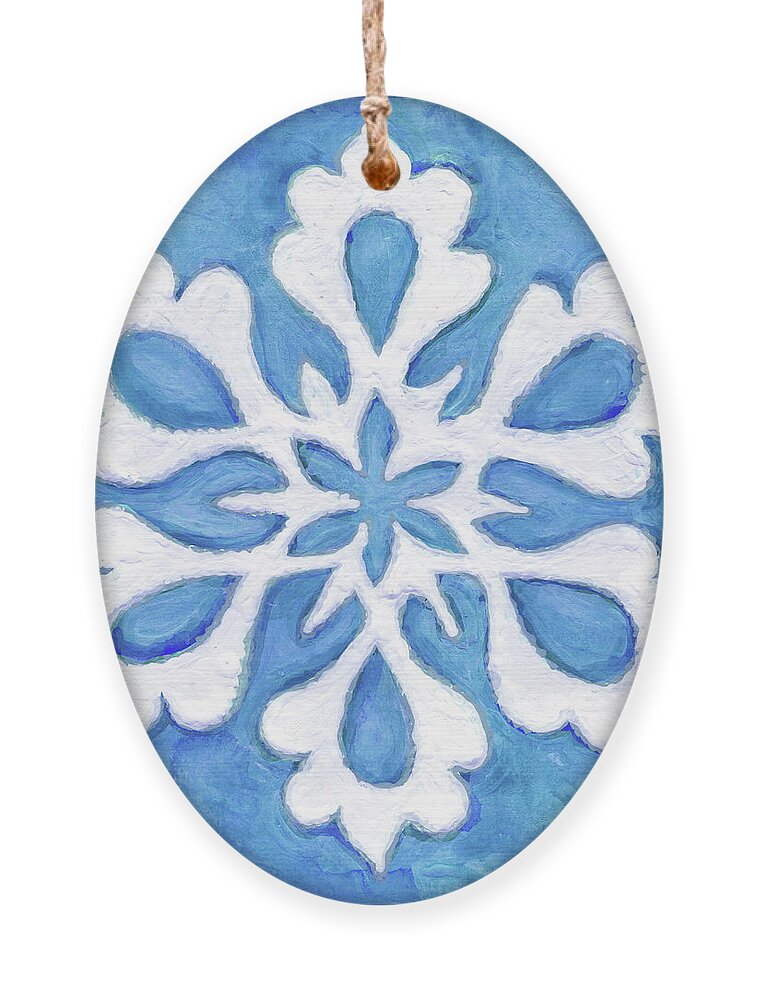 Snowflake Ornament featuring the painting Snowfire 27. Snowflake Painting Series. by Amy E Fraser