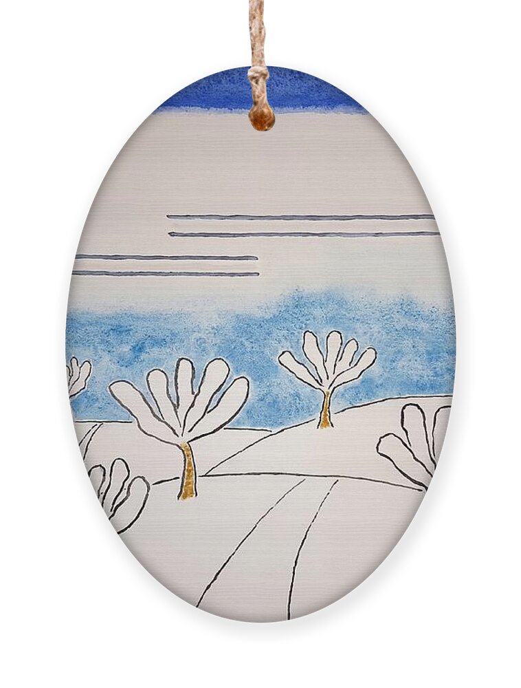 Watercolor Ornament featuring the painting Snowy Orchard by John Klobucher