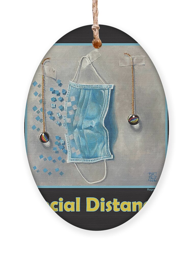 Social Distancing Ornament featuring the painting Social Distance poster by Roger Calle