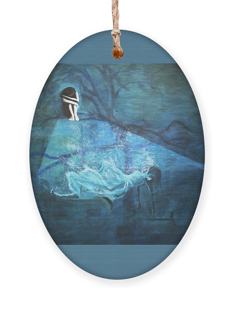 Sorrow Ornament featuring the painting Sorrow by Pamela Schwartz