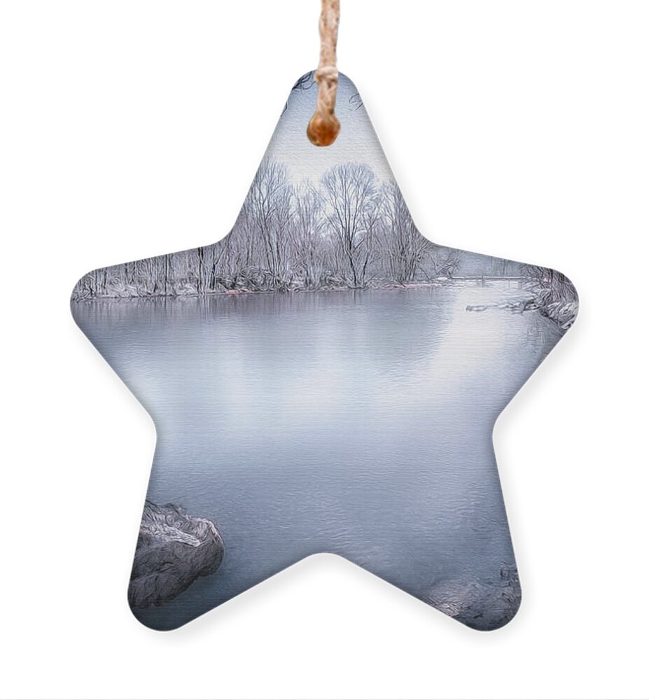 Holston Ornament featuring the photograph South Holston in Winter by Shelia Hunt