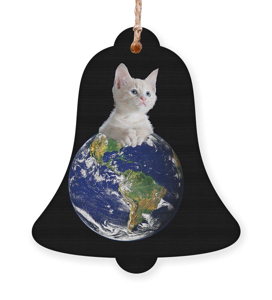 Sarcastic Ornament featuring the digital art Space Kitten Ruler of Earth Funny by Flippin Sweet Gear