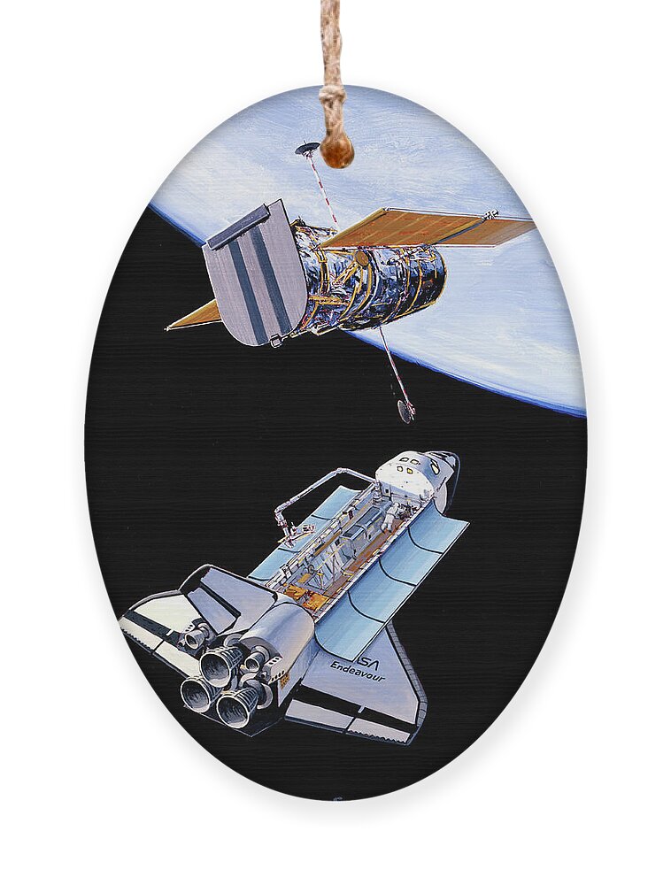 Aviation Ornament featuring the painting Space Shuttle Endeavour by Jack Fellows