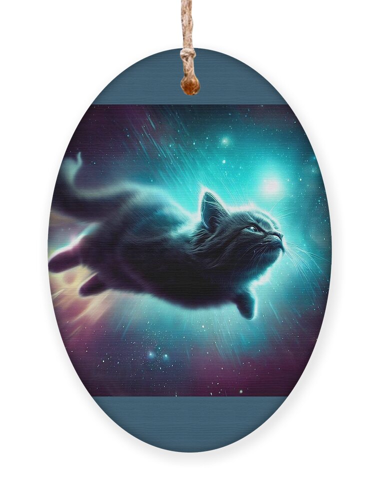 Cats Ornament featuring the digital art Space Whale Cat by Cats in Places