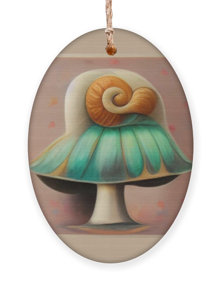Digital Ornament featuring the digital art Spiral Shroom by Vicki Noble