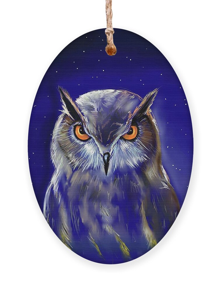 Spiritual Artwork Ornament featuring the digital art Spirit Animal Collection-Owl by Carmen Cordova