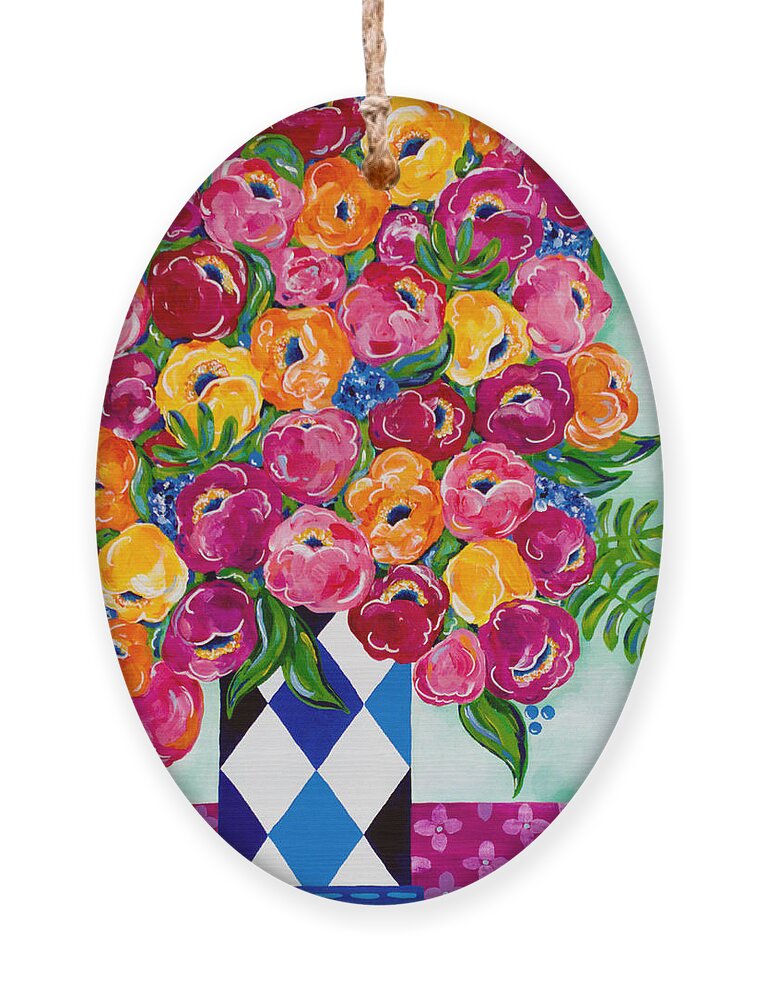 Flower Bouquet Ornament featuring the painting Spring Blooms by Beth Ann Scott