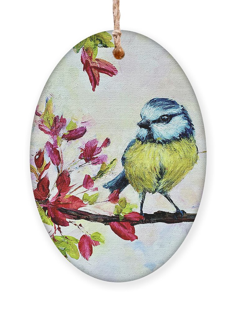 Bird Ornament featuring the painting Spring Songbird by Zan Savage