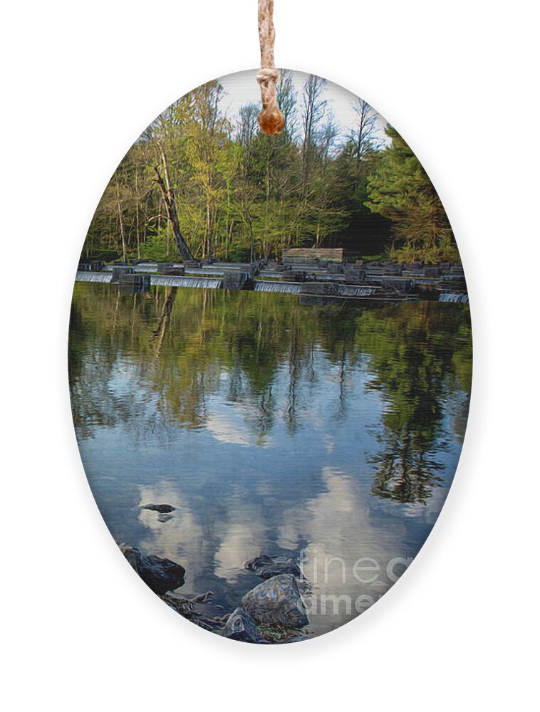 Weir Ornament featuring the photograph Springtime at the Weir by Shelia Hunt