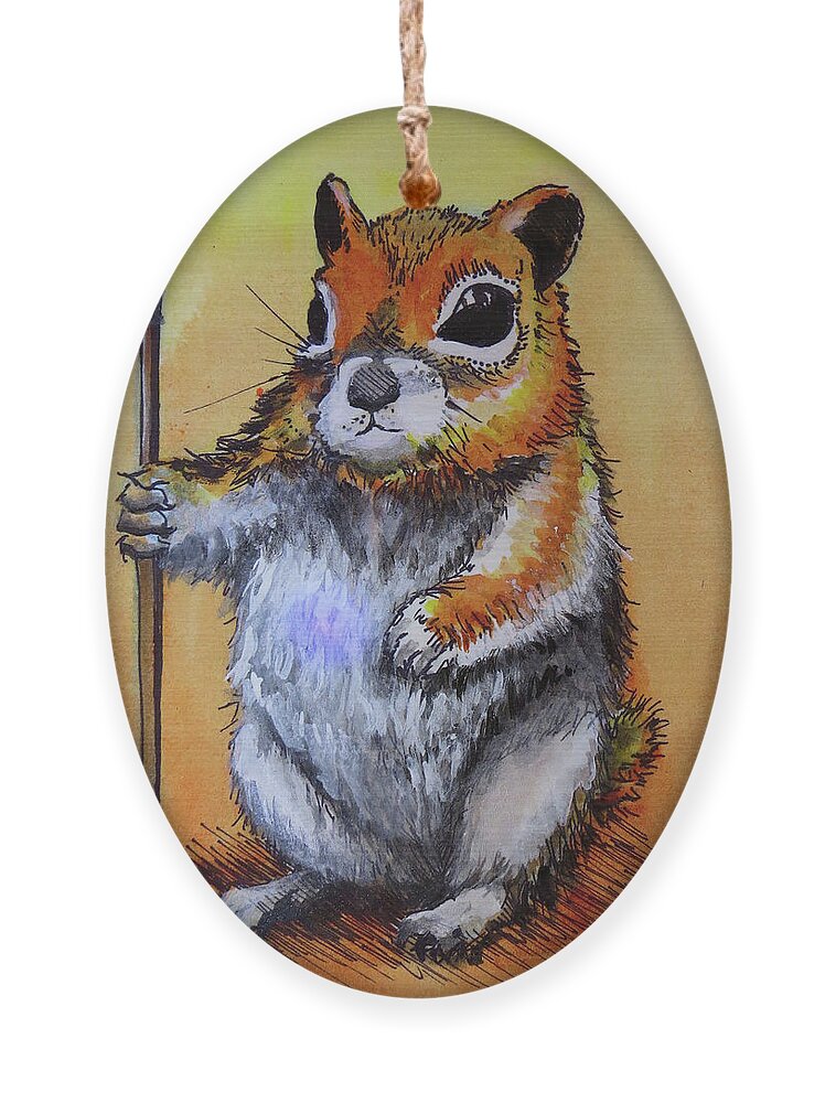 Squirrel Ornament featuring the painting Squirrel Artist by David Sockrider