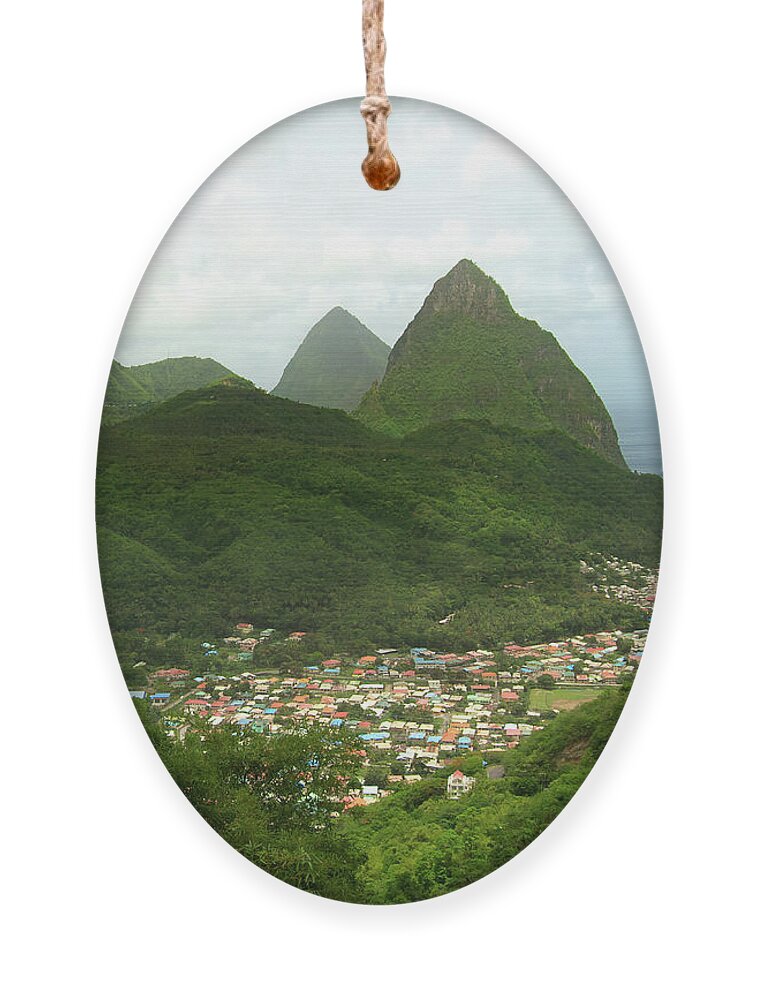 St. Lucia Ornament featuring the photograph St. Lucia Pitons by Flinn Hackett