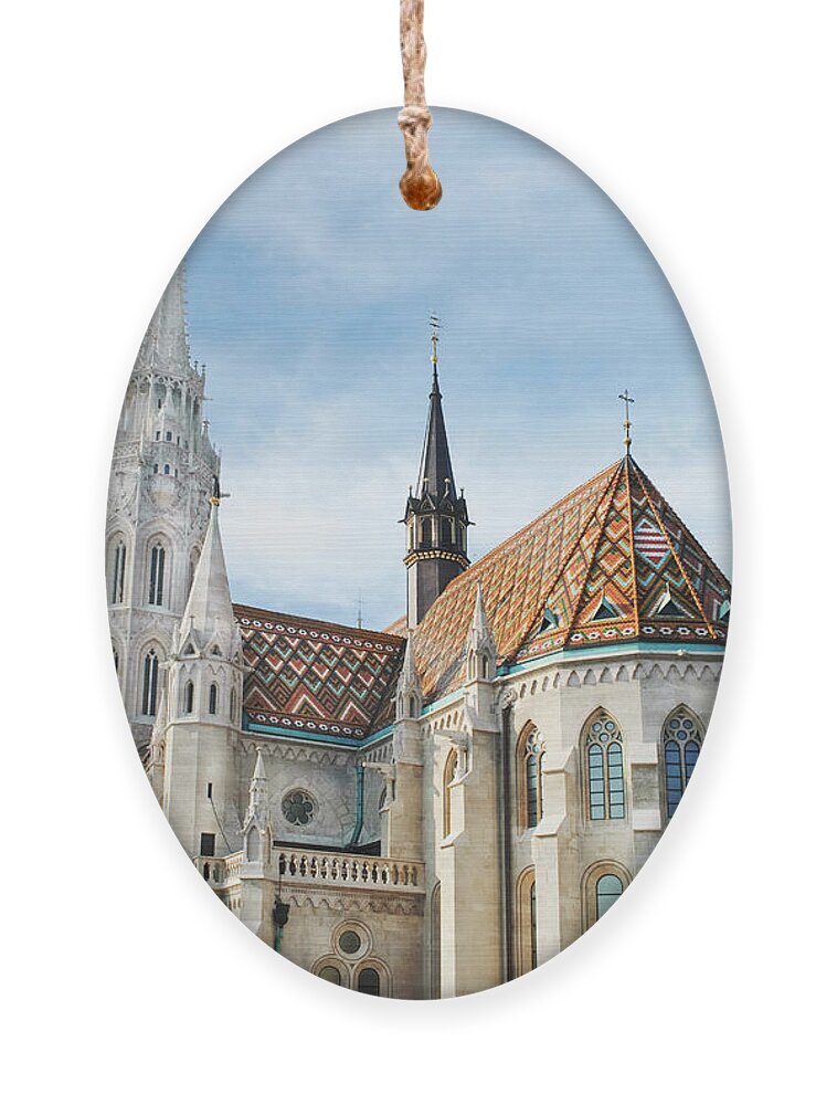 Budapest Ornament featuring the photograph St. Matthias church in Budapest, Hungary. by Jelena Jovanovic